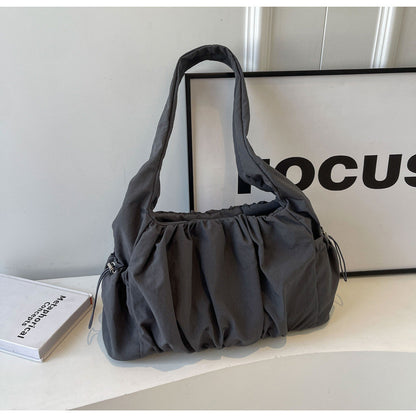 Ielgy Ladies White Pleated Bag Simple Fashion Commuter All-Match Cross-Body One-Shoulder Armpit Bag