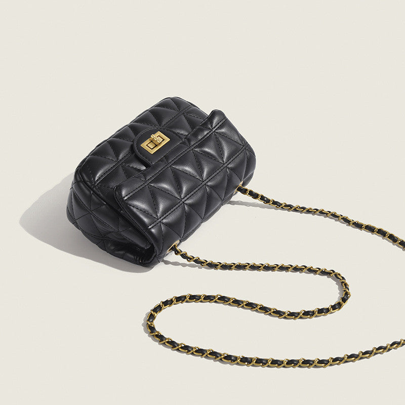 Ielgy Ladies White Messenger Bag All-Match Small Golden Ball Diamond Chain Small Square Bag