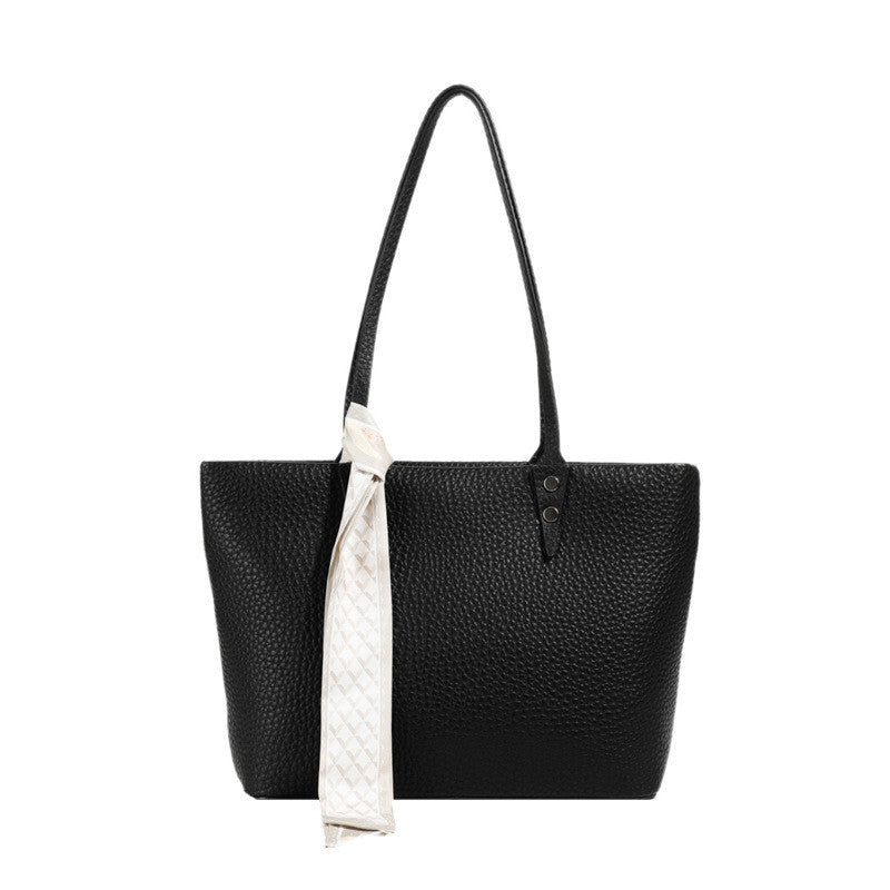 Ielgy Solid Color Large-Capacity Bucket Bag Tote Bag All-Match Commuter Shoulder Messen