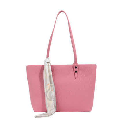 Ielgy Solid Color Large-Capacity Bucket Bag Tote Bag All-Match Commuter Shoulder Messen