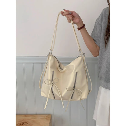 Ielgy Bow Pink Backpack Trendy Fashion Tote Bag Casual Large Capacity Shoulder Bag