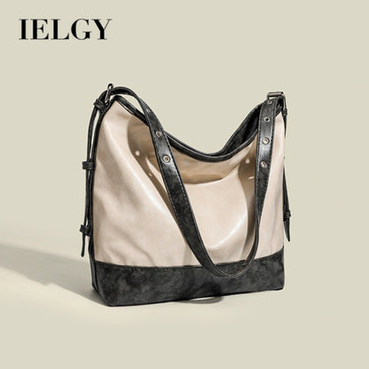 Ielgy Ladies High-End Feeling Niche Distressed Simple All-Match Fashion Commuter Large-Capacity One-Shou