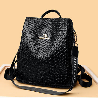 Ielgy Popular Woven Leather Backpack Multifunctional Anti-theft Student School Bag Travel Backpack