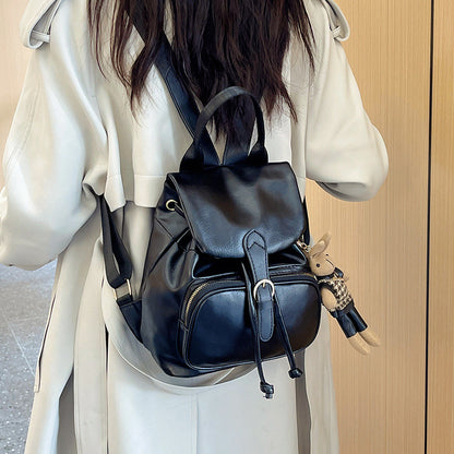 Ielgy Fashionable Backpack with Cover Simple Shoulder Large Capacity Trendy Travel Backpack