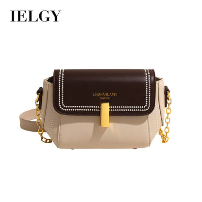Ielgy Ladies All-Match Chain Simple Retro One-Shoulder Messenger Contrast Color Small Square Bag