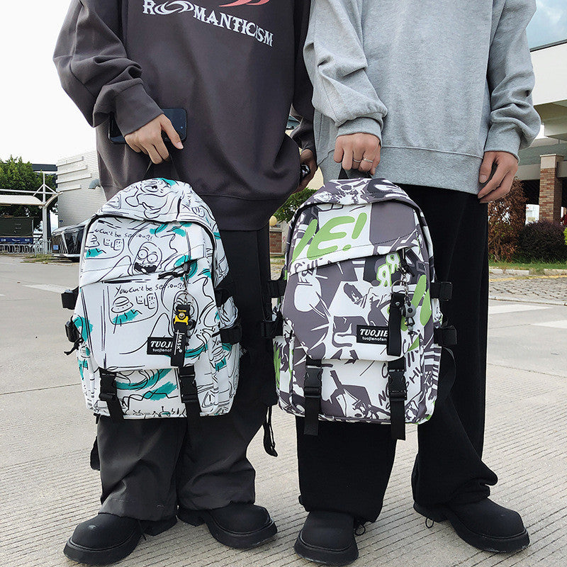 Ielgy Trendy Cool Couple Backpack Fashion Camouflage Graffiti Campus Backpack Men Women Outdoor College Student Schoolbag