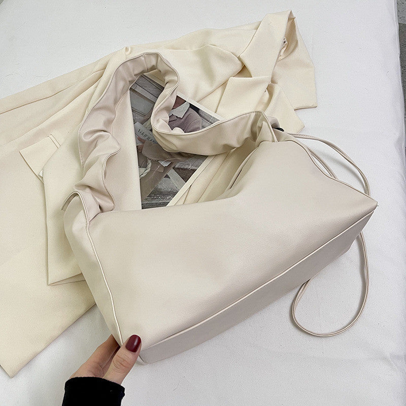 Ielgy Ladies Silver All-Match Underarm Cloud Bag Simple Pleated Fashionable One-Shoulder Dumpling Bag