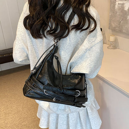 Ielgy Retro Hot Girl Style Large-Capacity Silver Stray Bag Fashionable All-Match One-Shoulder Messenger Underarm Bag Trendy