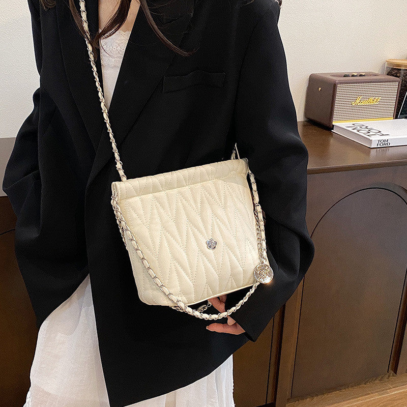 Ielgy Ladies Silver Simple Fashion Handbag Solid Color Child-Mother Bag High-Quality Trendy Classy Messenger Bag