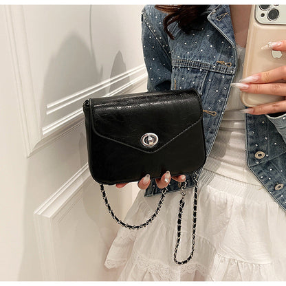 Ielgy Ladies Textured Chain Bag Fashionable All-Match High-End Exquisite Niche One-Shoulder Cross