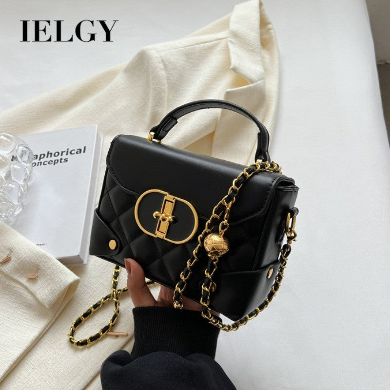 Ielgy Portable Box Bag Ladies Unique Texture Chain Shoulder Diagonal Bag