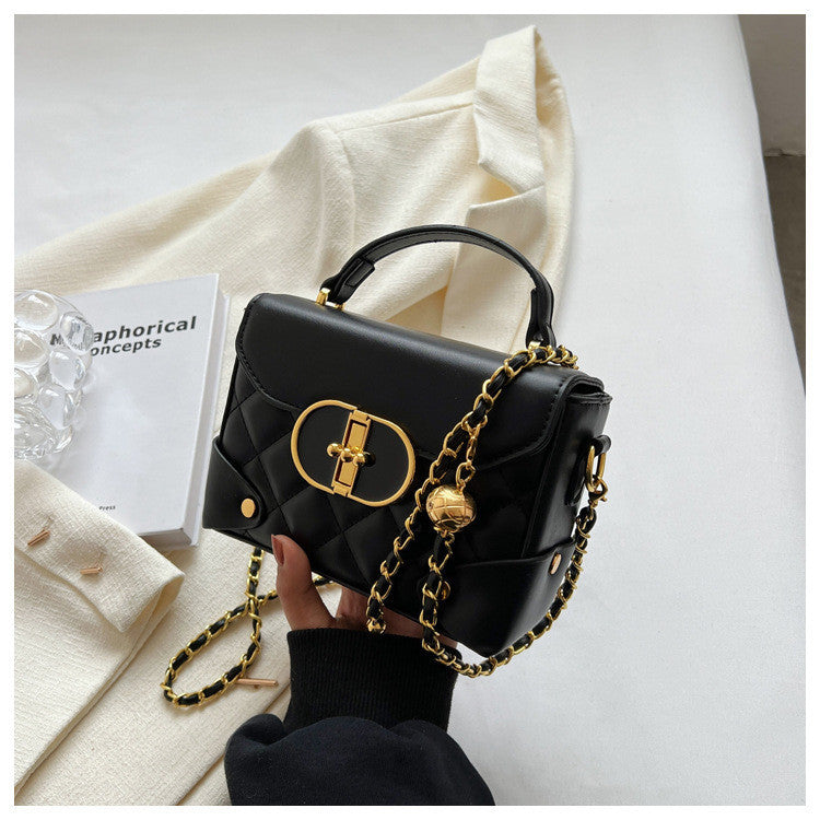 Ielgy Portable Box Bag Ladies Unique Texture Chain Shoulder Diagonal Bag