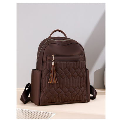 Ielgy Korean Version Diamond Backpack Outing Travel Bag Ladies Solid Color Backpack Simple Large Capacity Backpack