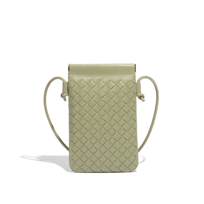 Ielgy Fashion Mini Mobile Phone Bag Hand-Woven Bag Simple Trendy All-Match Retro Small One-Shoulder Messenger Female Bag