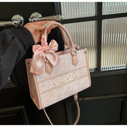 Ielgy Large-Capacity Commuter Tote Bag High-End Embroidered Pattern Portable One-Shoulder