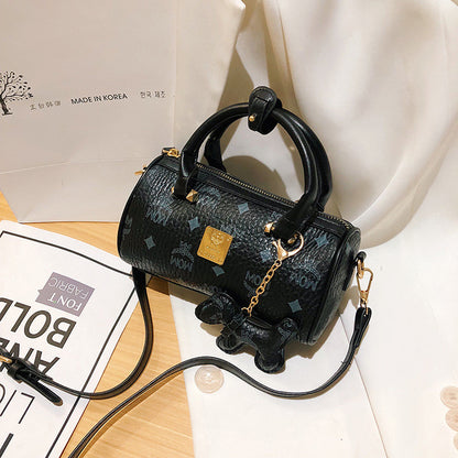 Ielgy Boston Letter Cylindrical Handbag Shoulder Crossbody Bag