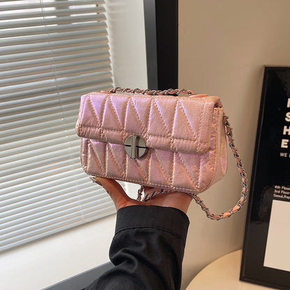 Ielgy Diamond Embroidery Thread All-Match Chain Messenger Bag Fashion One-Shoulder Small Square Bag