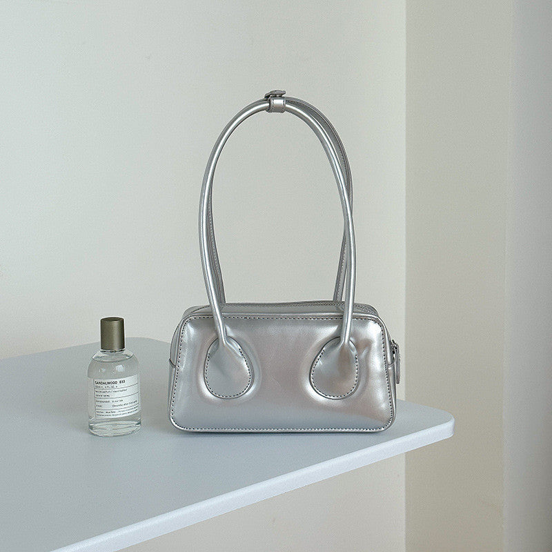 Ielgy Niche Texture Red Ladies Bag Simple All-Match Fashion One-Shoulder Glossy Patent Leather Underarm