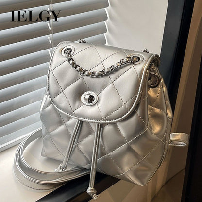 Ielgy Ladies All-Match Backpack Diamond Chain Fashion Niche School Bag