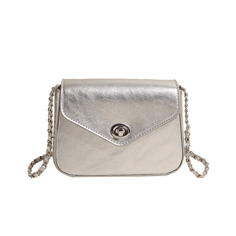 Ielgy Ladies Textured Chain Bag Fashionable All-Match High-End Exquisite Niche One-Shoulder Cross