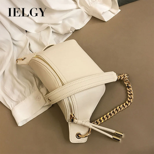 Ielgy Ladies Waist Bag Niche Design Shoulder Messenger Bag Street Trendy All-Match Chest Bag