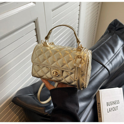 Ielgy Silver Handbag Popular Commuter One-Shoulder Western Style All-Match Messenger Bag