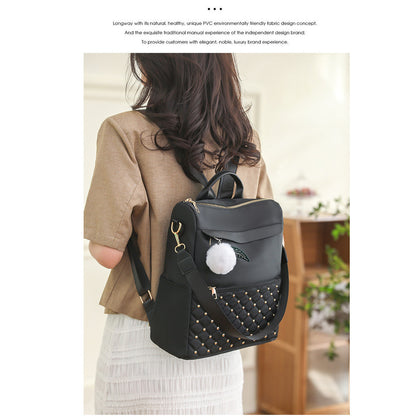 Ielgy Backpack Nylon Cloth Diamond School Bag Large Capacity Korean Version Casual Student Korean Version Travel Backpack