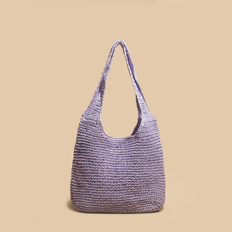 Ielgy Vegetable Basket Rattan Bag Hand-Woven One-Shoulder Handbag