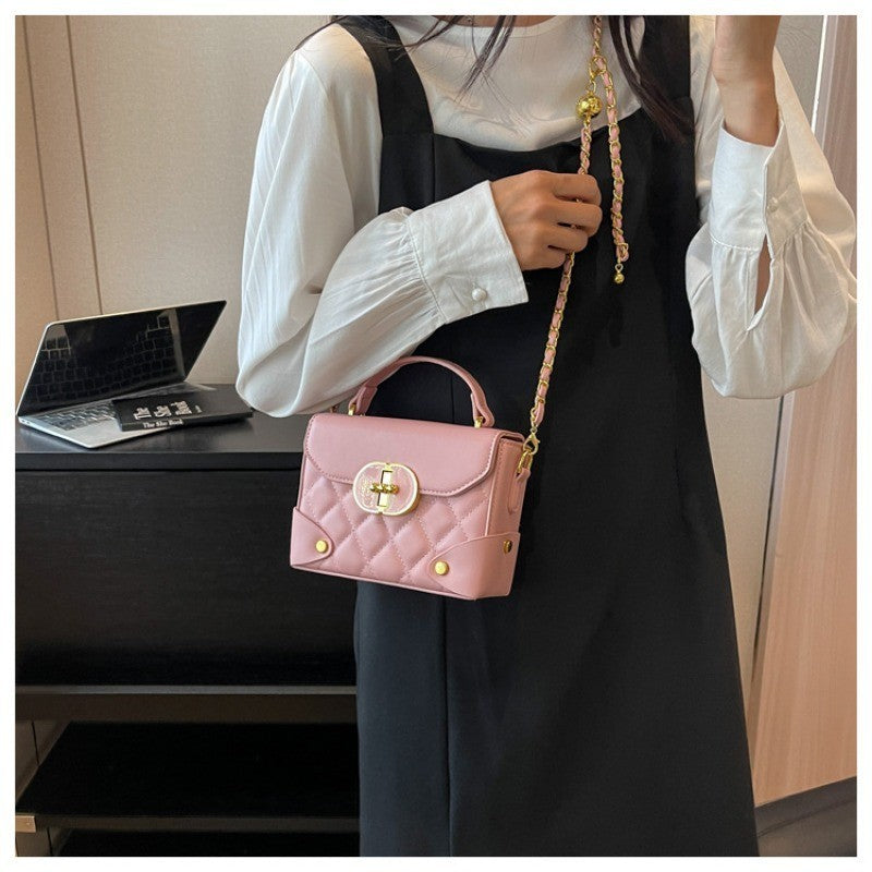 Ielgy Portable Box Bag Ladies Unique Texture Chain Shoulder Diagonal Bag