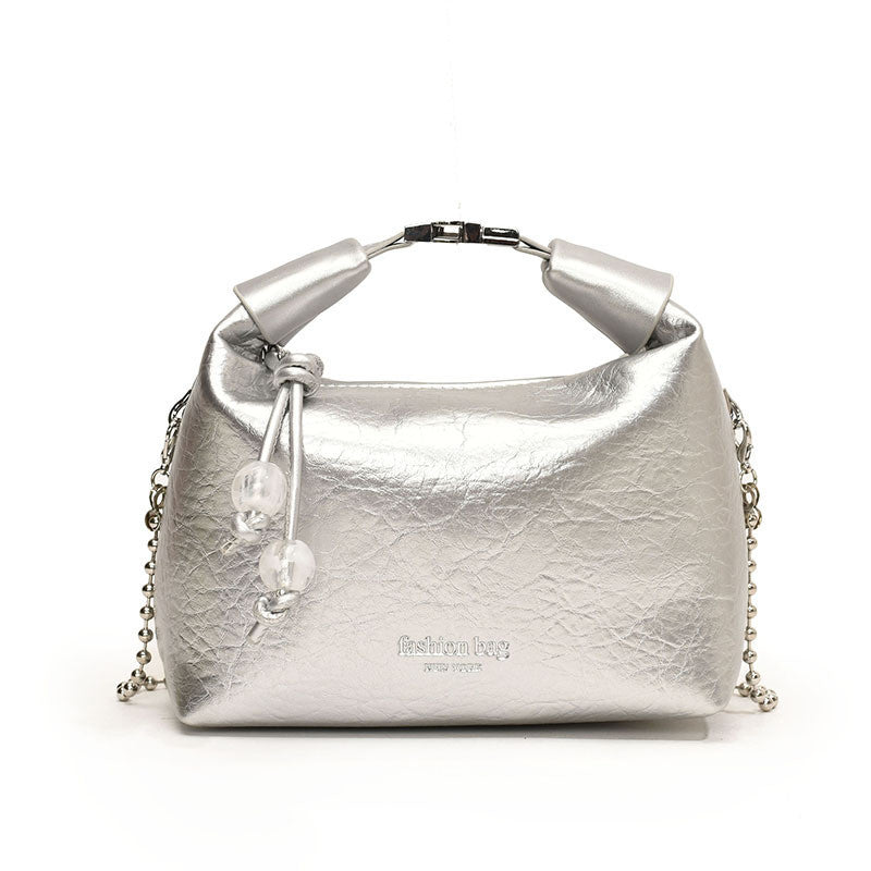 Ielgy Ladies White All-Match Shoulder Messenger Bag Niche Design Chain Small Shoulder Bag