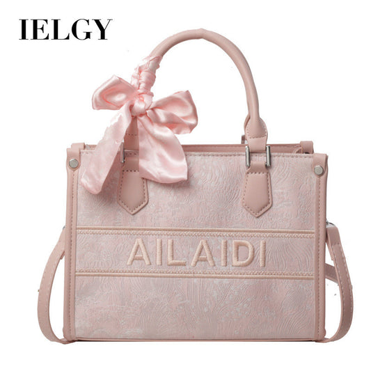 Ielgy Large-Capacity Commuter Tote Bag High-End Embroidered Pattern Portable One-Shoulder