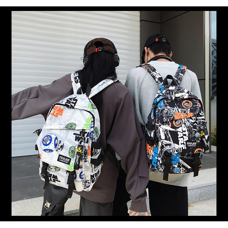 Ielgy Trendy Cool Couple Backpack Fashion Camouflage Graffiti Campus Backpack Men Women Outdoor College Student Schoolbag