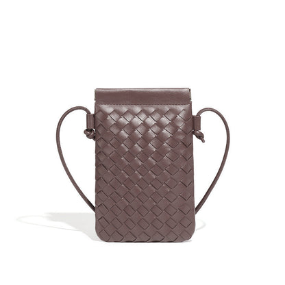 Ielgy Fashion Mini Mobile Phone Bag Hand-Woven Bag Simple Trendy All-Match Retro Small One-Shoulder Messenger Female Bag
