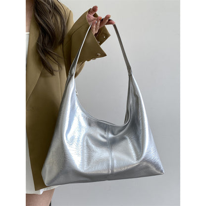 Ielgy Ladies Large Capacity Portable Underarm Bag Commuter Soft Leather Shoulder Tote Bag