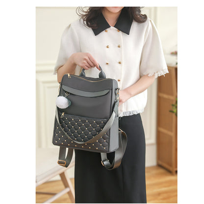 Ielgy Backpack Nylon Cloth Diamond School Bag Large Capacity Korean Version Casual Student Korean Version Travel Backpack