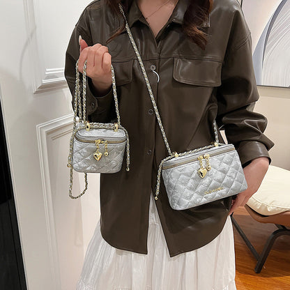 Ielgy High-End Female Bag Fashion Rhombus Chain Texture All-Match One-Shoulder Small Square Bag