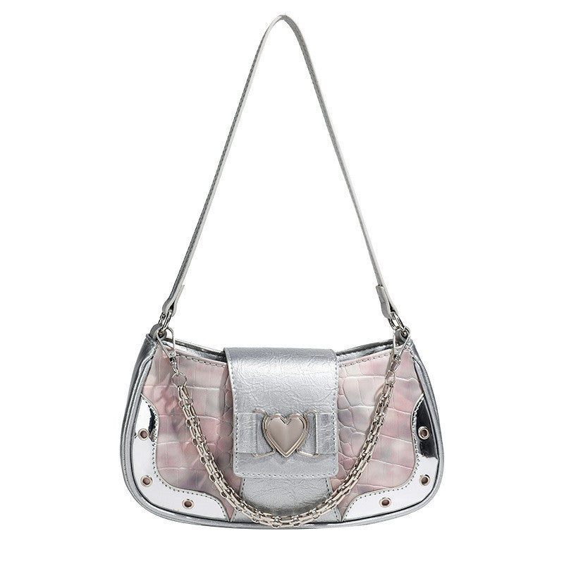 Ielgy Premium Crocodile Pattern Underarm Bag Retro Chain Shoulder Trendy Fashion Niche Design Handbag