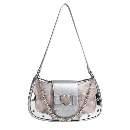 Ielgy Premium Crocodile Pattern Underarm Bag Retro Chain Shoulder Trendy Fashion Niche Design Handbag