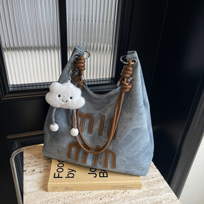 Ielgy Retro Korean Version Denim Underarm Bag Fashion Casual Portable Unique Texture Messenger Bag