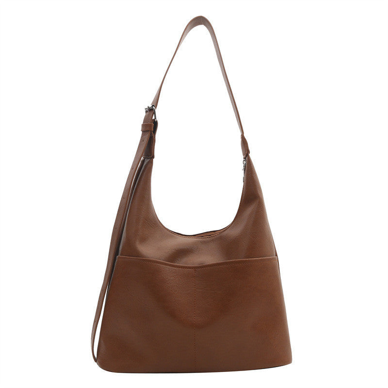 Ielgy Ladies Simple Commuter Underarm Bag Large Capacity Shoulder Tote Bag