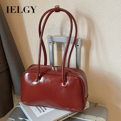 Ielgy Korean Version Red Niche Bowling Bag Retro Underarm Large Capacity One-Shoulder Briefcase Portable