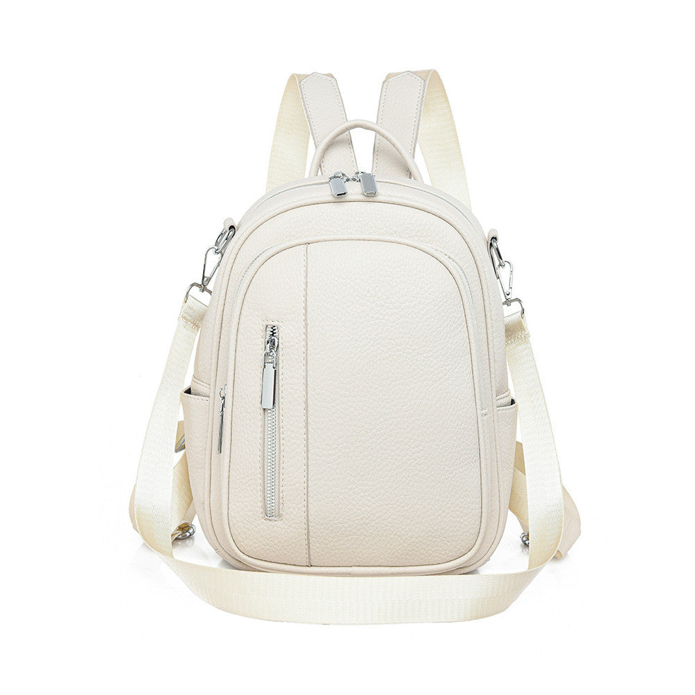 Ielgy Ladies Backpack Korean Version Soft Leather All-Match Simple Backpack Candy Color Cute Small Bag Travel Backpack