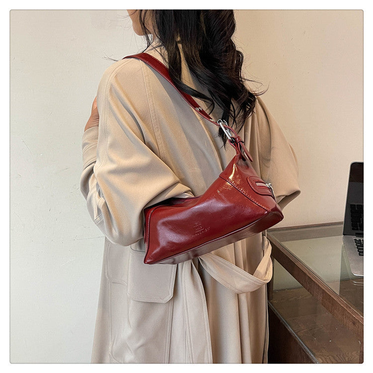 Ielgy Ladies Red High-End Feeling One-Shoulder Underarm Bag Cross-Body Commuter