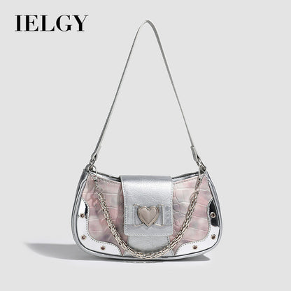 Ielgy Premium Crocodile Pattern Underarm Bag Retro Chain Shoulder Trendy Fashion Niche Design Handbag