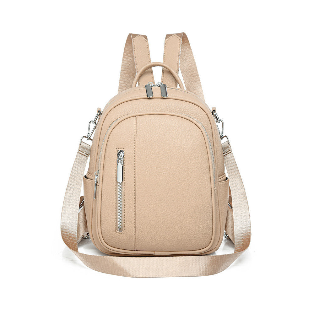 Ielgy Ladies Backpack Korean Version Soft Leather All-Match Simple Backpack Candy Color Cute Small Bag Travel Backpack