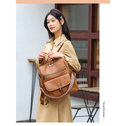 Ielgy Ladies Backpack Lightweight Retro Backpack Large Capacity Leisure Travel Dual-use Backpack