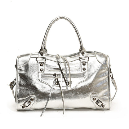 Ielgy Retro Rivet Motorcycle Bag Large-Capacity Portable Tote Bag High-End Sense One-Shoulder