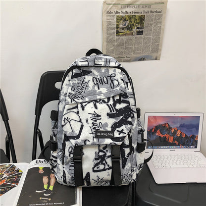 Ielgy Graffiti College Students Large Capacity Harajuku Style Trendy Backpack