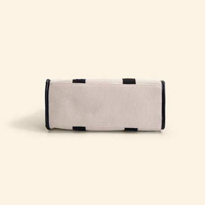 Ielgy High-End Cotton Cloth Large-Capacity Tote Bag Work Commuter Laptop Bag Contrast Color Canvas Shoulder Diagon