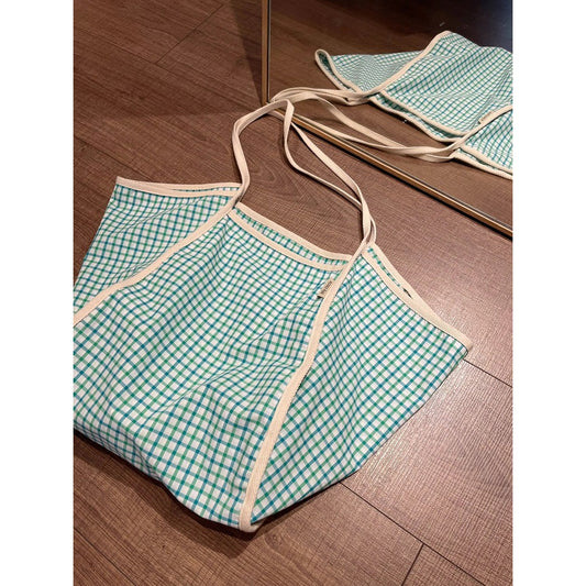 Ielgy Korean Version Large-Capacity Tote Bag Simple Plaid Commuter One-Shoulder Fashion All-Match B